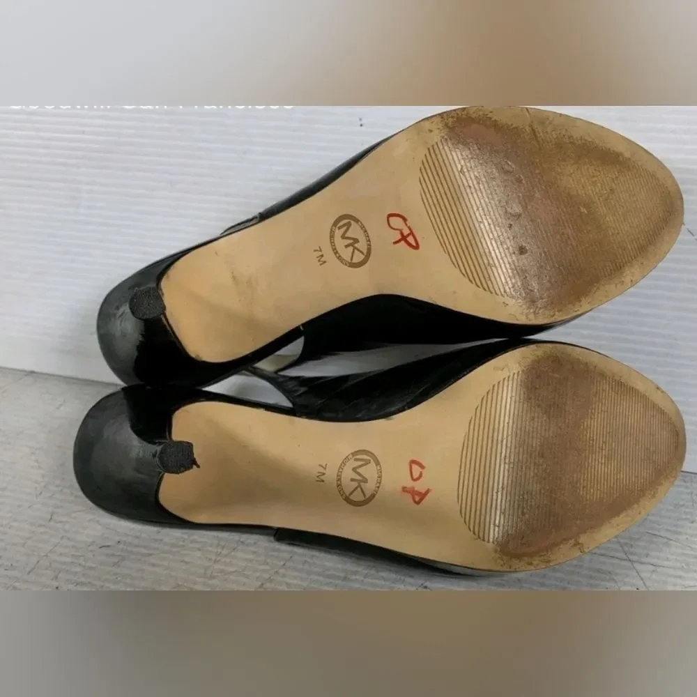 Michael Kors Designer York Slingback Patent Leather Pump Peep Open Toe Heel 7